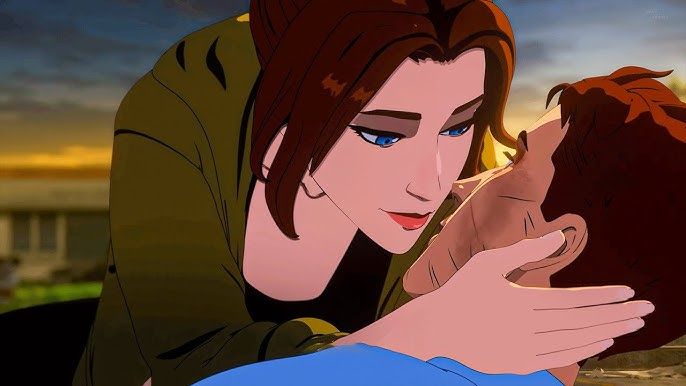 Dispatch game Power Couple ending: Robert romances Blonde Blazer (Mandy) while Invisigal survives as a hero.